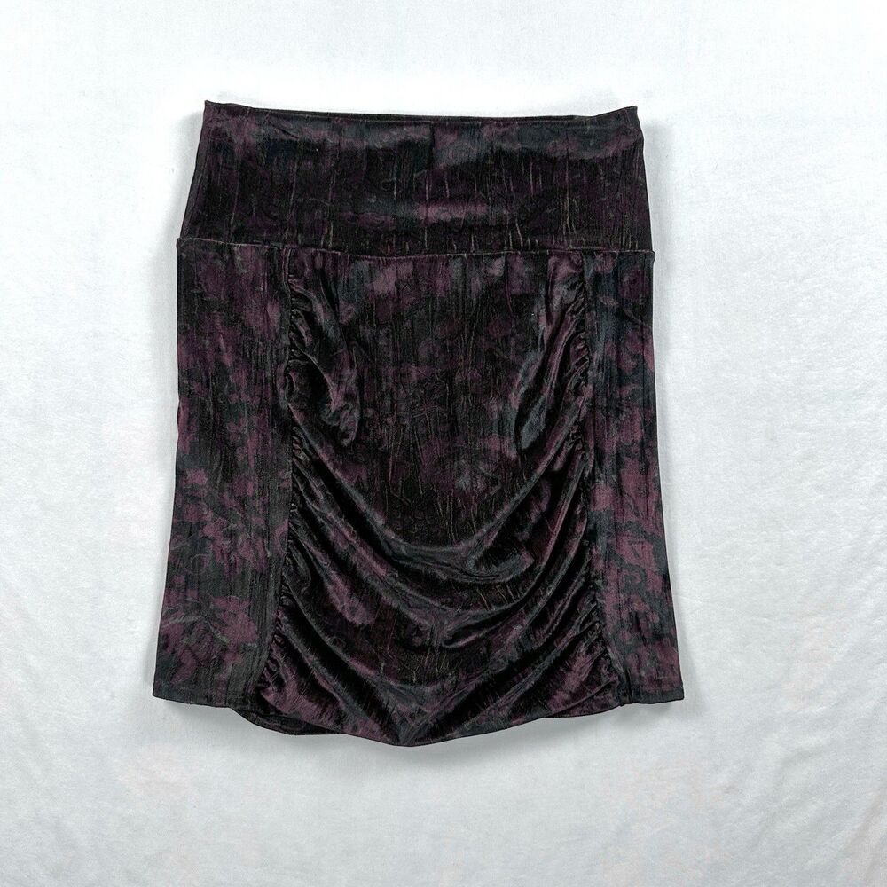 Free People Velvet Mini Skirt Womens XS Black Red Floral Whimsigoth Witchy Vamp